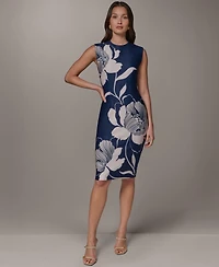 Donna Karan New York Women's Sleeveless Floral Print Knee-Length Sheath Dress