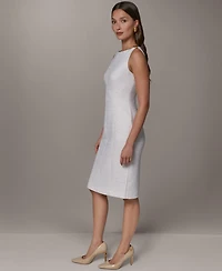 Donna Karan New York Women's Sleeveless Boat Neck Tweed Sheath Dress