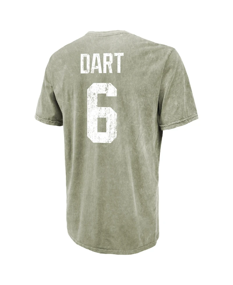 Majestic Threads Men's Jaxson Dart Moss Green New York Giants Mineral Wash Name Number T-Shirt