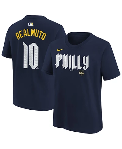 Nike Big Boys and Girls J.t. Realmuto Navy Philadelphia Phillies City Connect Name Number T-Shirt