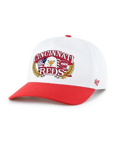 '47 Brand Men's White/Red Cincinnati Reds Americana Eagle Hitch Adjustable Hat