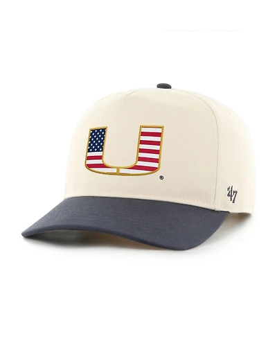 '47 Brand Men's Natural/Navy Miami Hurricanes Americana Flag Hitch Adjustable Hat