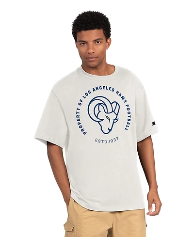Starter Men's Cream Los Angeles Rams Eco Ringer T-Shirt