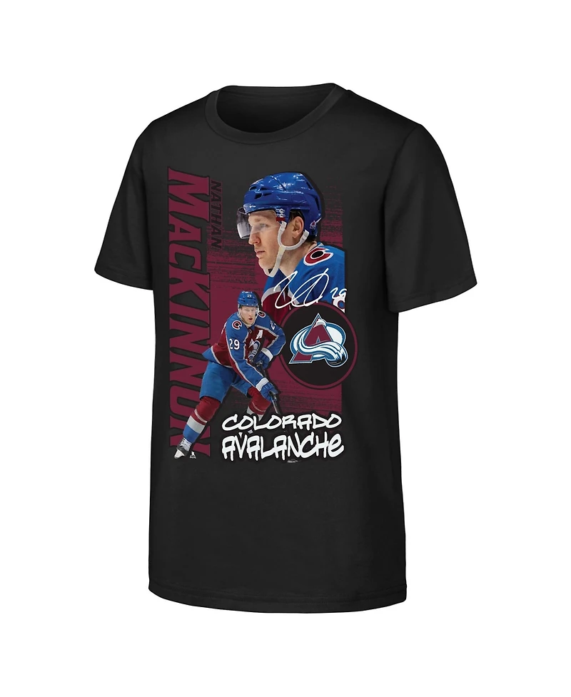 Outerstuff Big Boys and Girls Nathan MacKinnon Black Colorado Avalanche Playmaker T-Shirt