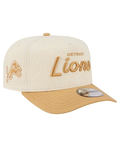 New Era Men's Cream Detroit Lions Herringbone 9FIFTY A-Frame Snapback Hat