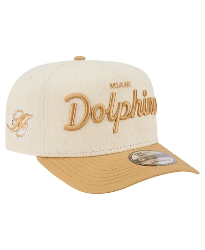 New Era Men's Cream Miami Dolphins Herringbone 9FIFTY A-Frame Snapback Hat