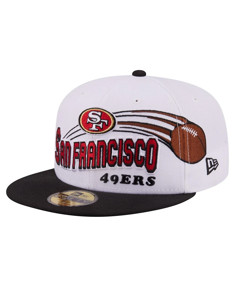 New Era Men's White/Black San Francisco 49ers Retro Swoop 59FIFTY Fitted Hat