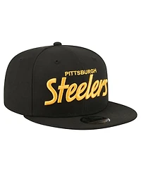 New Era Men's Black Pittsburgh Steelers Core Team Script 9FIFTY Snapback Hat