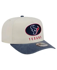 New Era Men's Cream/Navy Houston Texans Washed A-Frame 9FIFTY Snapback Hat