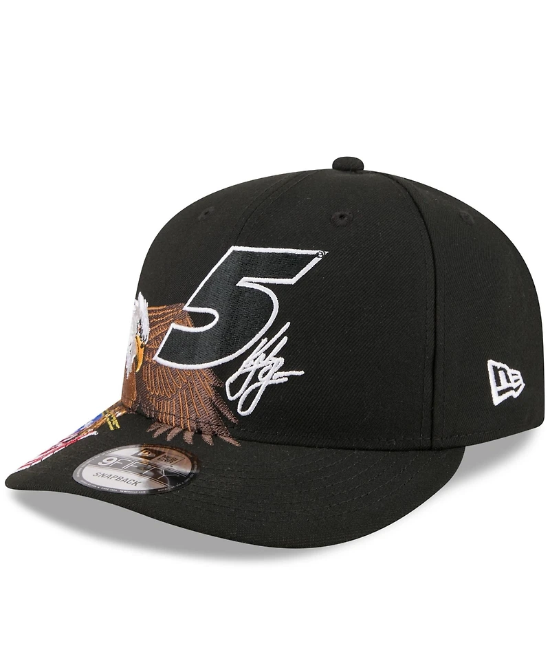 New Era Men's Black Kyle Larson Patriotic Eagle Flag A-Frame 9FIFTY Snapback Hat