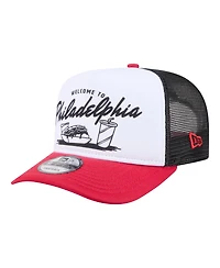 New Era Men's White/Red Philadelphia Phillies Foodie A-Frame 9FIFTY Trucker Snapback Hat