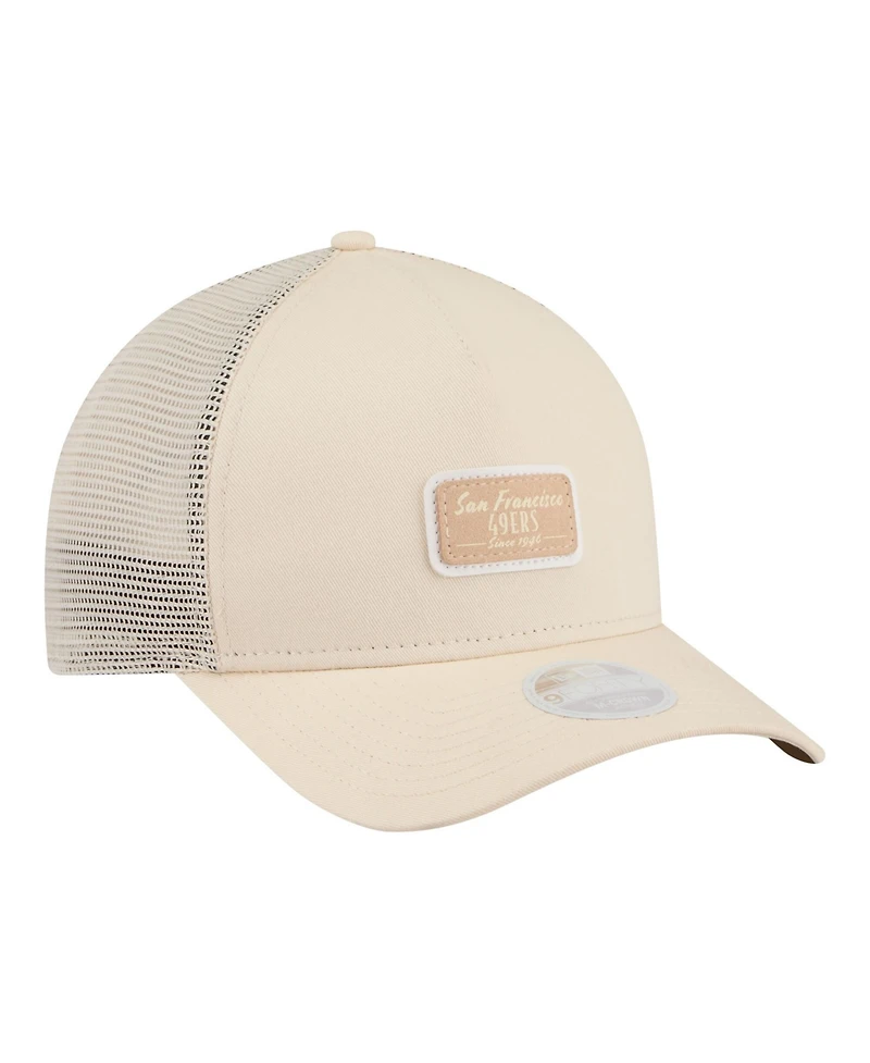 New Era Women's Cream San Francisco 49ers Tonal Patch M-Crown A-Frame 9FORTY Trucker Adjustable Hat