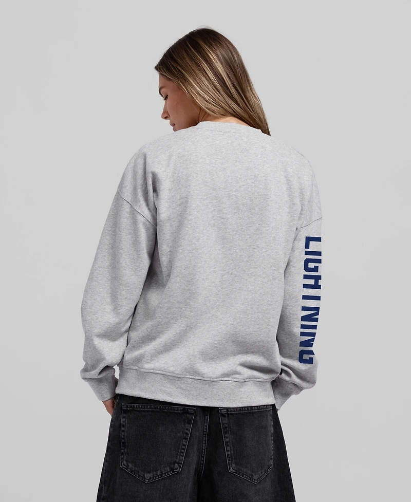 Mitchell & Ness Women's Heather Gray Tampa Bay Lightning Core 3-Hit Oversized Sweatshirt
