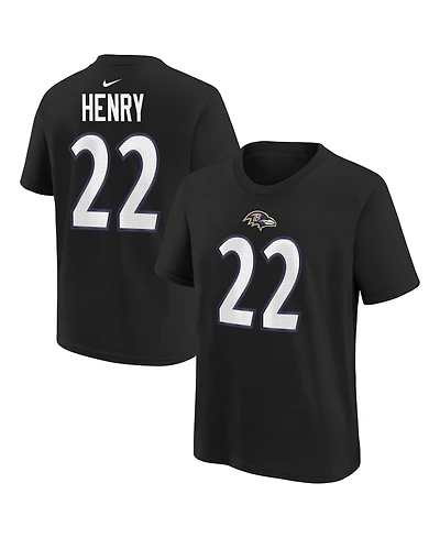 Nike Big Boys and Girls Derrick Henry Black Baltimore Ravens Player Name Number T-Shirt