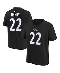 Nike Big Boys and Girls Derrick Henry Black Baltimore Ravens Player Name Number T-Shirt
