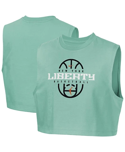 Nike Big Girls Mint New York Liberty 2026 Authentic Practice Sleeveless Cropped T-Shirt