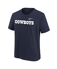 Nike Big Boys and Girls Navy Dallas Cowboys Wordmark T-Shirt