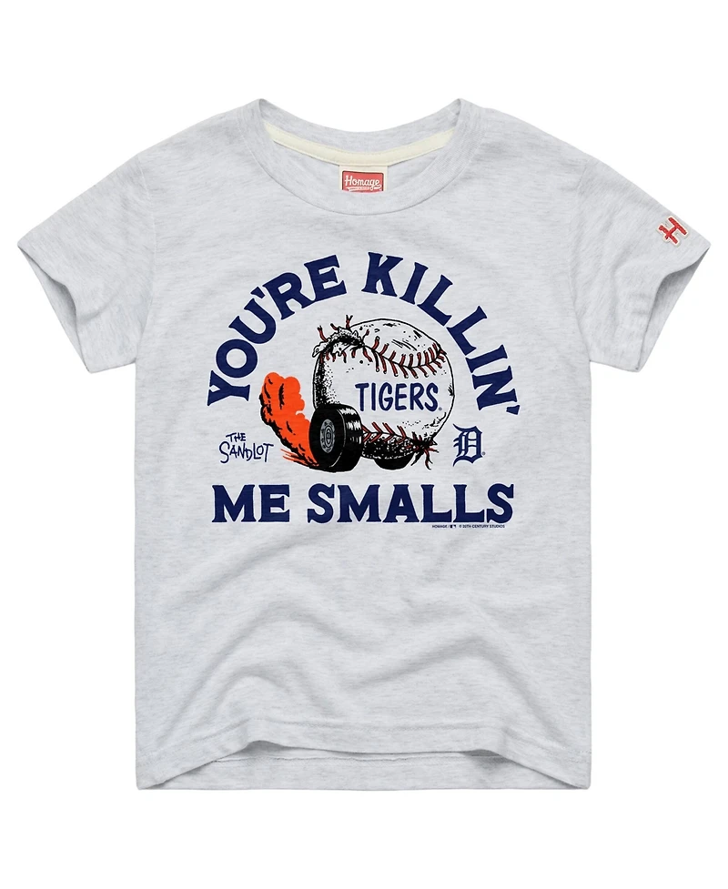 Homage Big Boys and Girls Ash Detroit Tigers x The Sandlot Tri-Blend T-Shirt