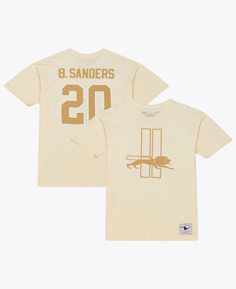 Mitchell & Ness Men's Barry Sanders Cream Detroit Lions Sandman Name Number T-Shirt