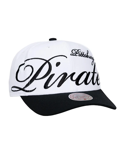 Mitchell & Ness Men's and Women's White/Black Pittsburgh Pirates Xl Script Pro Crown Adjustable Hat