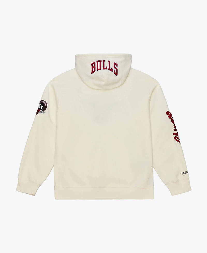 Mitchell & Ness Men's Cream Chicago Bulls Hardwood Classics Chainstitch Premium Fleece Hoodie