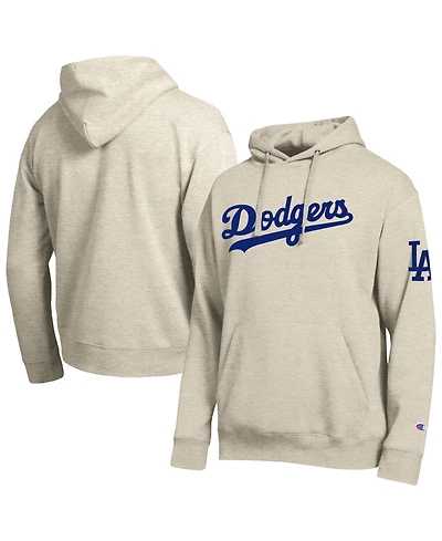 Champion Men's Oatmeal Los Angeles Dodgers All Star Chenille Patch Hoodie