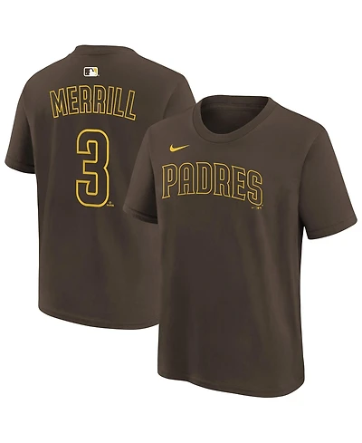 Nike Big Boys and Girls Jackson Merrill Brown San Diego Padres Name Number T-Shirt