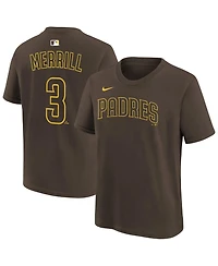 Nike Big Boys and Girls Jackson Merrill Brown San Diego Padres Name Number T-Shirt