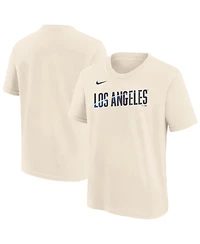 Nike Big Boys and Girls Natural Los Angeles Dodgers City Connect Wordmark T-Shirt
