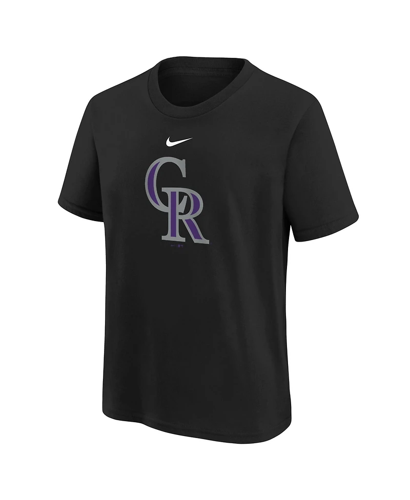 Nike Big Boys and Girls Black Colorado Rockies Large Logo T-Shirt