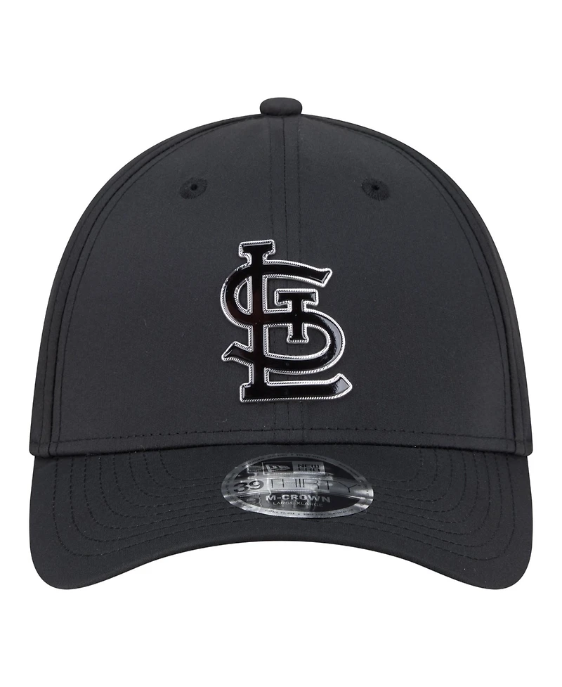 New Era Men's Black St. Louis Cardinals Metallic 39THIRTY M-Crown Flex Hat