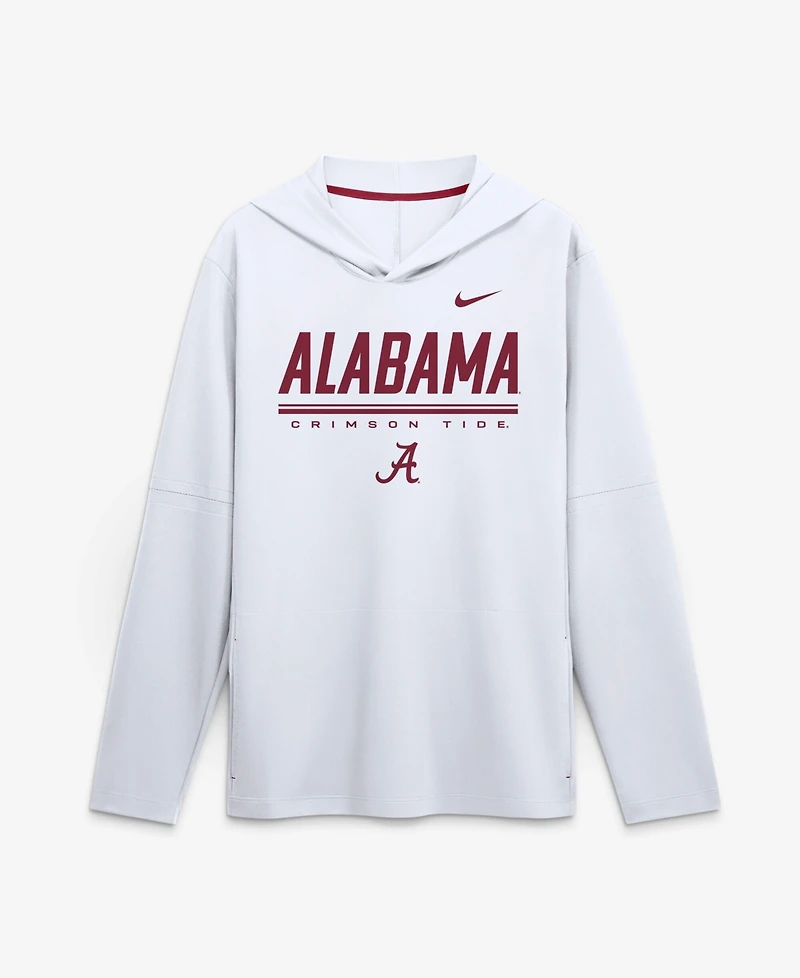 Nike Men's White Alabama Crimson Tide 2026 Sideline Lightweight Long Sleeve Hooded Dri-fit T-Shirt
