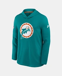 Nike Men's Aqua Miami Dolphins Sideline Dri-fit Long Sleeve Hooded T-Shirt