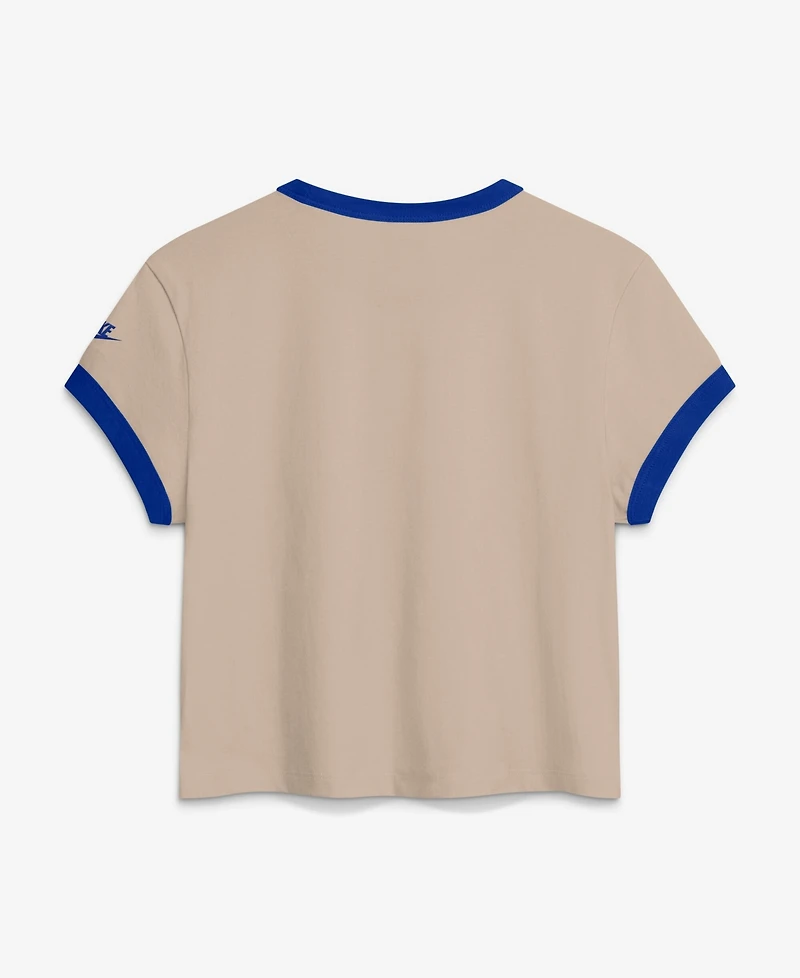 Nike Women's Cream Los Angeles Rams Rewind Ringer Mod Cropped T-Shirt