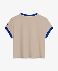 Nike Women's Cream Los Angeles Rams Rewind Ringer Mod Cropped T-Shirt