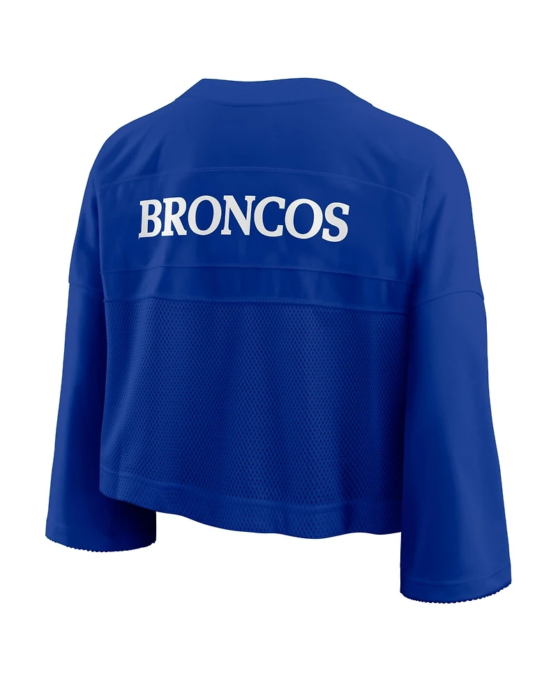 Nike Women's Royal Denver Broncos Rewind Cropped Mesh Dri-fit Fashion Jersey