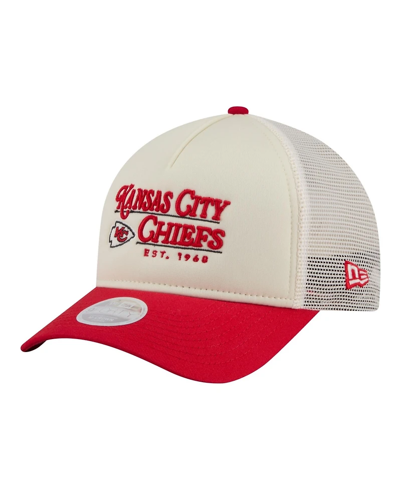 New Era Women's Cream/Red Kansas City Chiefs Retro A-Frame 9FORTY Adjustable Hat