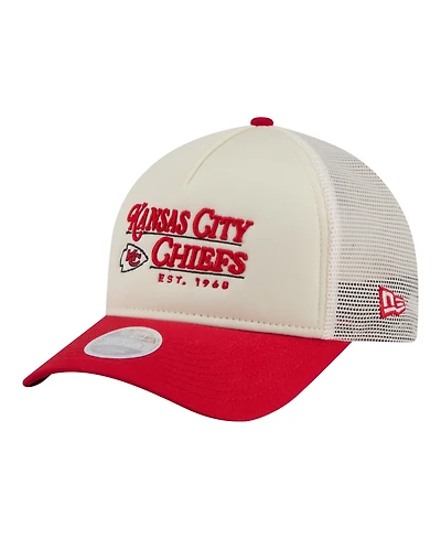 New Era Women's Cream/Red Kansas City Chiefs Retro A-Frame 9FORTY Adjustable Hat