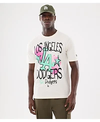 New Era Men's Cream Los Angeles Dodgers Lifestyle Punk Core T-Shirt