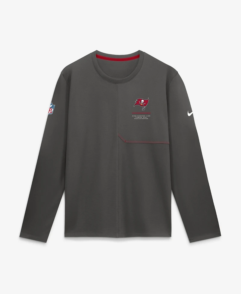 Nike Men's Pewter Tampa Bay Buccaneers Sideline Coaches Uv Dri-fit Long Sleeve Shirt