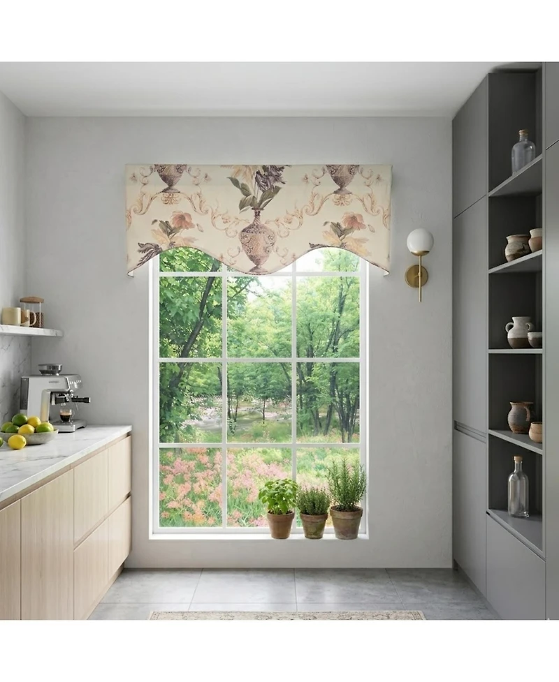 Rlf Home Urn Corded Cornice Window Valance 100% Cotton Lined Rod Pocket