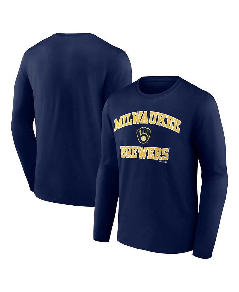 Logo Athletic Men's Navy Milwaukee Brewers Heart Soul Long Sleeve T-Shirt