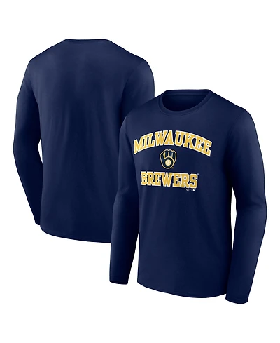 Logo Athletic Men's Navy Milwaukee Brewers Heart Soul Long Sleeve T-Shirt