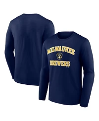 Logo Athletic Men's Navy Milwaukee Brewers Heart Soul Long Sleeve T-Shirt