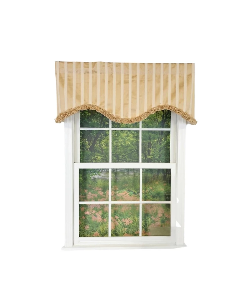 Rlf Home Nugett Trimmed Cornice Window Valance 100% Cotton Lined Rod Pocket
