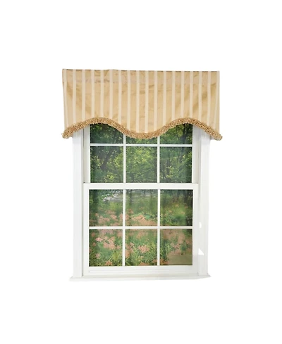Rlf Home Nugett Trimmed Cornice Window Valance 100% Cotton Lined Rod Pocket