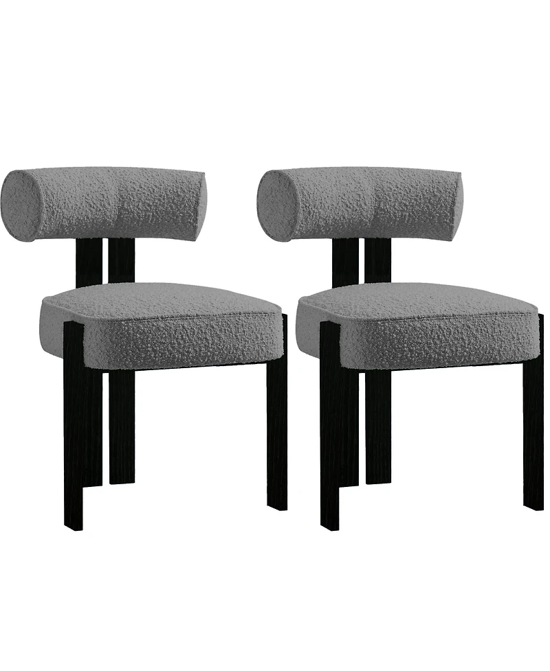 homfan -Piece Upholstered Boucle Dining Chair Set with Ergonomic Curved Back and Rubberwood Legs