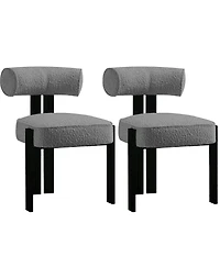 homfan -Piece Upholstered Boucle Dining Chair Set with Ergonomic Curved Back and Rubberwood Legs