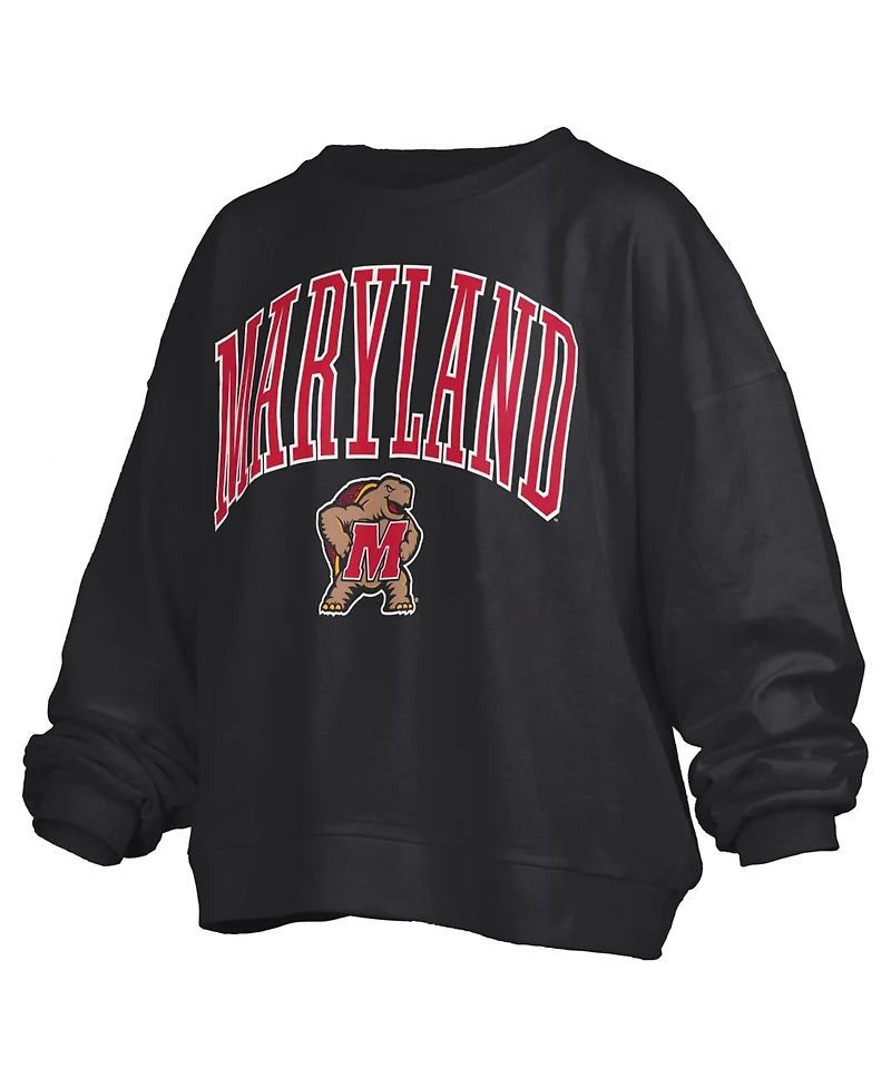 Pressbox Women's Black Maryland Terrapins Janise Fleece Sweatshirt