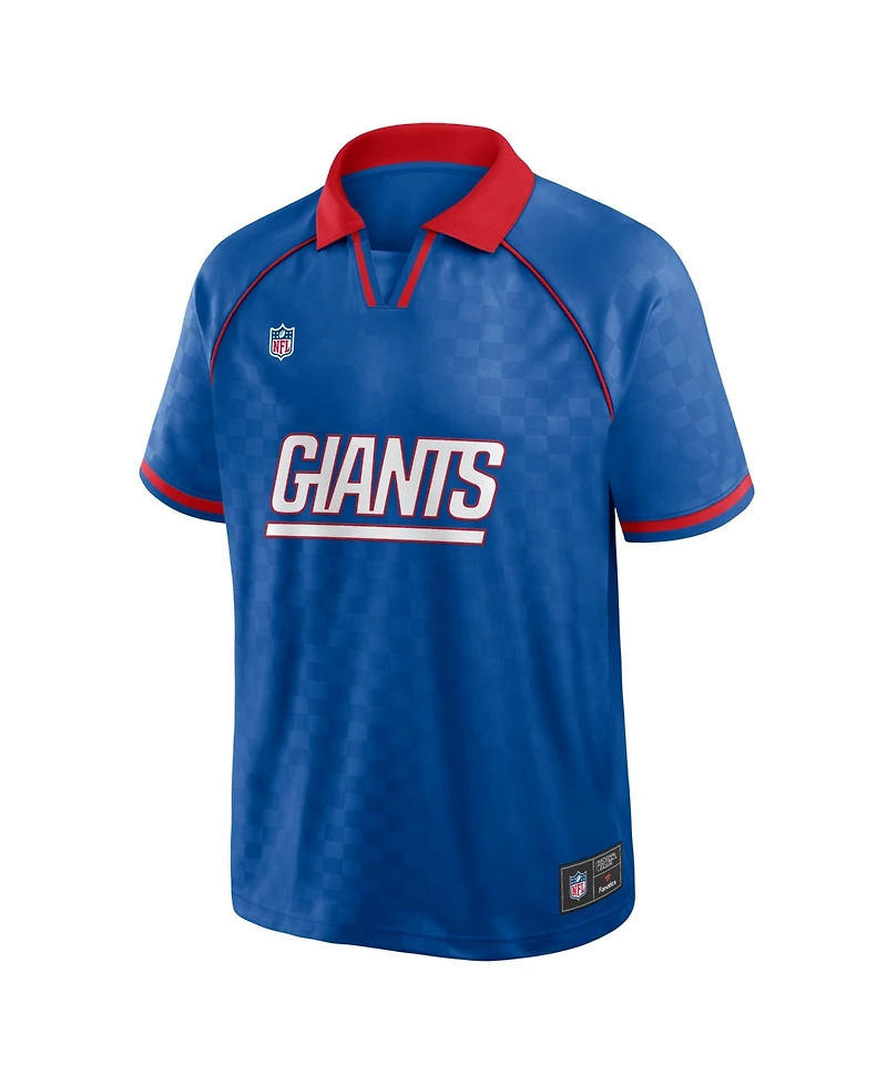 Fanatics Men's Royal/Red New York Giants Homerun Raglan V-Neck Polo Shirt